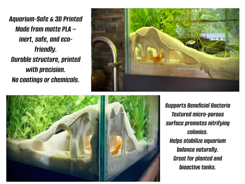 FROSTO Aquarium & Terrarium Corner Underground Cave â€“ Faux Mangrove Root Hideout for Betta, Corydoras, Shrimp, Geckos & Snakes â€“ Natural-Look Tank Decor in Textured Root Style (Desert Tan, 7.5''x7.5''x4'') - Image 2