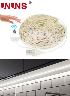 UNUNS 3M Motion Sensor Under Cabinet Lights Strip,Plug-in LED Strip Lights Indoor,Table Lamp Hand Wave Activated, Dimmer And Timer For Counter Shelf Showcase Stairway Bedroom Corridor,Warm White Light  - Image 1