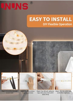 UNUNS 3M Motion Sensor Under Cabinet Lights Strip,Plug-in LED Strip Lights Indoor,Table Lamp Hand Wave Activated, Dimmer And Timer For Counter Shelf Showcase Stairway Bedroom Corridor,Warm White Light  - Image 3