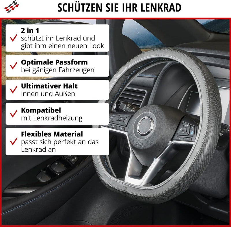 Walser Steering Wheel Cover Soft Grip Hollow Black/Grey, Car Steering Wheel Cover, Steering Wheel Protector, Steering Wheel Accessories with Non-Slip Coating, Universal Size - Image 2
