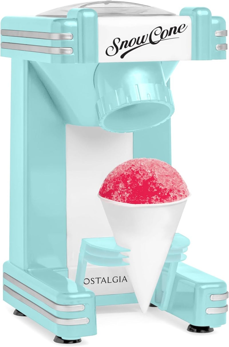Nostalgia Retro Snow Cone Machine – Single-Serve Countertop Size – Shaved Ice Maker for Snow Cones, Slushies, & Hawaiian Ice - Includes Reusable Plastic Cup – Aqua - Image 1