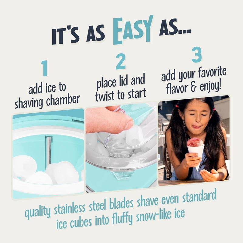 Nostalgia Retro Snow Cone Machine – Single-Serve Countertop Size – Shaved Ice Maker for Snow Cones, Slushies, & Hawaiian Ice - Includes Reusable Plastic Cup – Aqua - Image 4