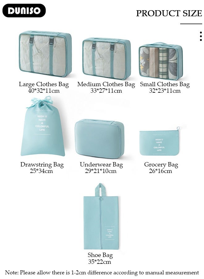 DUNISO 7 Piece Travel Organizer Bags for Luggage, Waterproof and Durable Travel Bags, Packing Cubes for Travel, Compression Cubes for Suitcases, Travel Bags for Clothes, Toiletries, Clothing, Underwear - Image 4