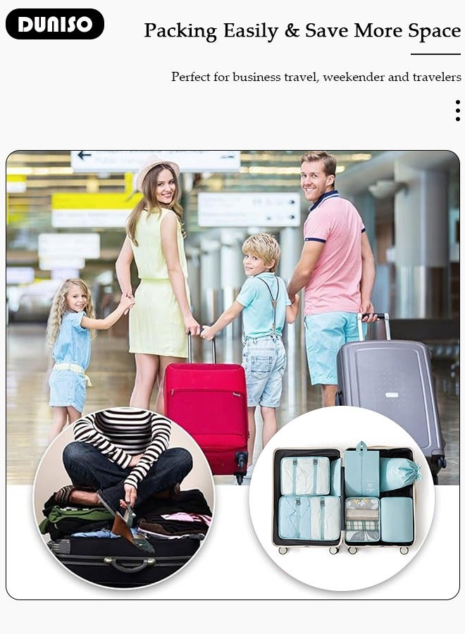 DUNISO 7 Piece Travel Organizer Bags for Luggage, Waterproof and Durable Travel Bags, Packing Cubes for Travel, Compression Cubes for Suitcases, Travel Bags for Clothes, Toiletries, Clothing, Underwear - Image 3