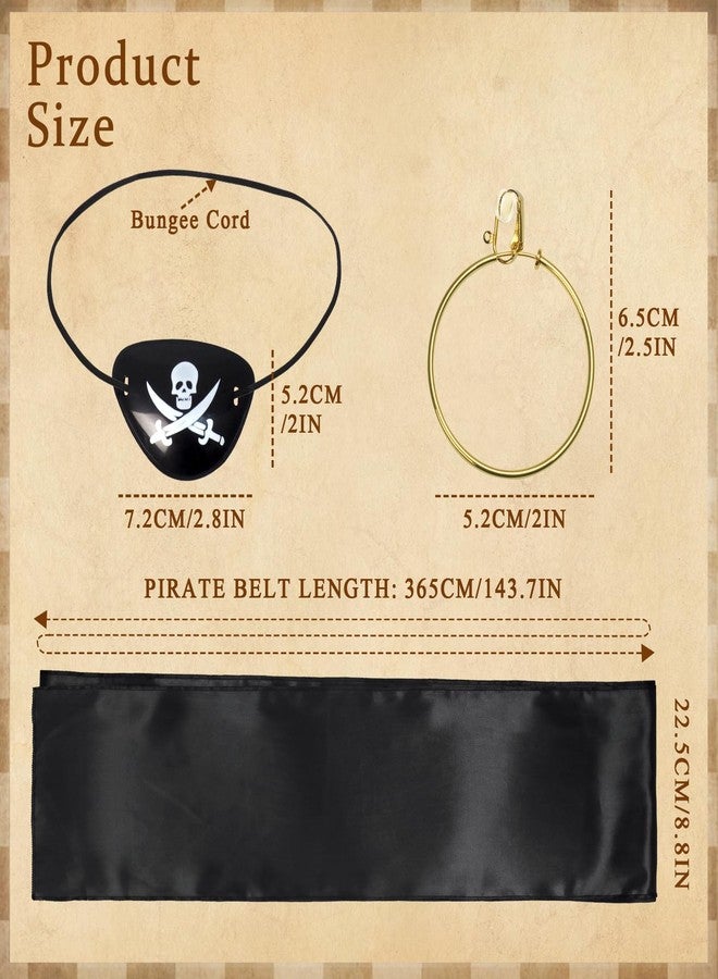 CosInStyle Women Pirate Costume Accessories Set|Headscarf Wrap Hat Sash Belt Cosplay Outfit With Stainless Steel Earring Necklace (Black Pirate Set With Metal Skull Necklace) - Image 5