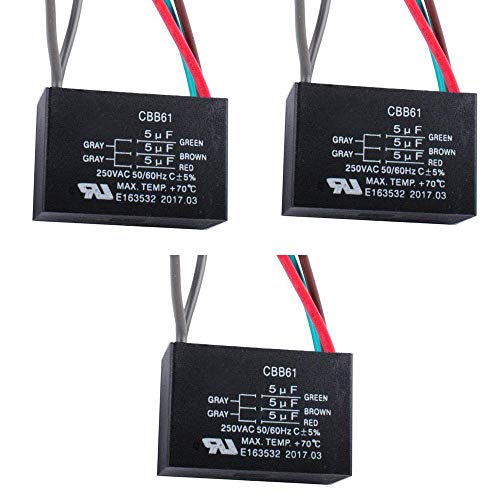Swess 3 Pcs 5 Wire Ceiling Fan CBB61 Capacitor for New TECH 5+5+5uf 50/60Hz 250VAC - Image 1