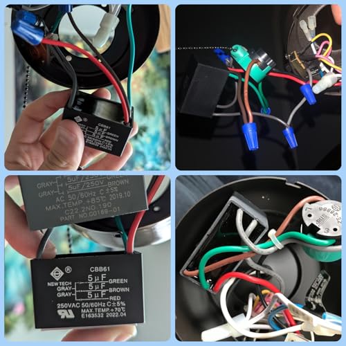 Swess 3 Pcs 5 Wire Ceiling Fan CBB61 Capacitor for New TECH 5+5+5uf 50/60Hz 250VAC - Image 5