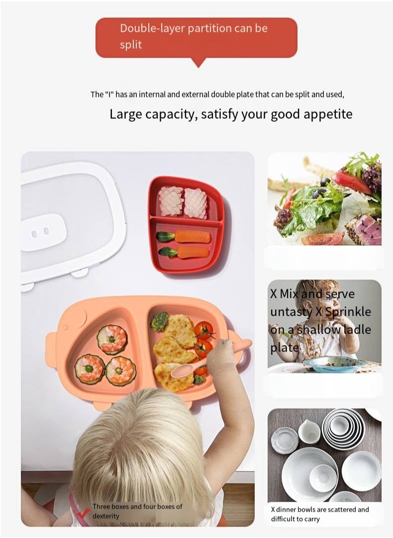 Hogokids - Hogokids Baby Feeding , Food grade Silicone Baby Tableware ,  Baby  Plates Non-Slip Infant Dinnerware , Baby Self Feeding Utensils（Green） - Image 1