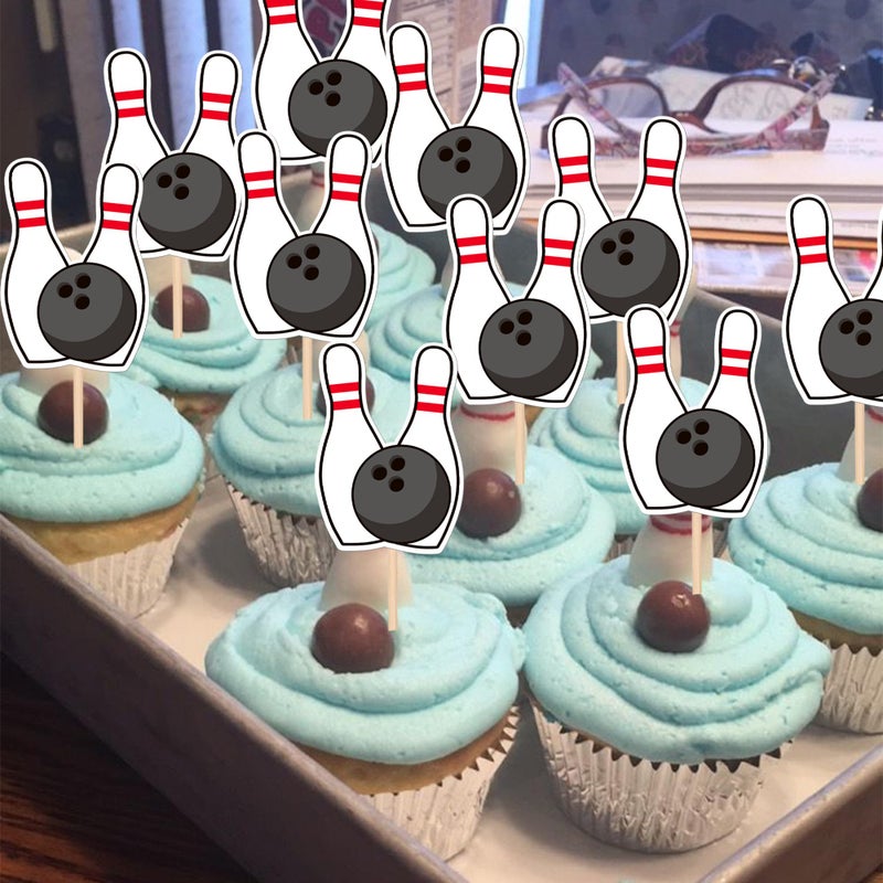 Rsstarxi 40 Pack Bowling Cupcake Toppers Sport Bowling Party Cupcake Picks Bowling Alley Themed Birthday Party Cake Decorations for Baby Shower Kids Birthday Party Decorations - Image 5