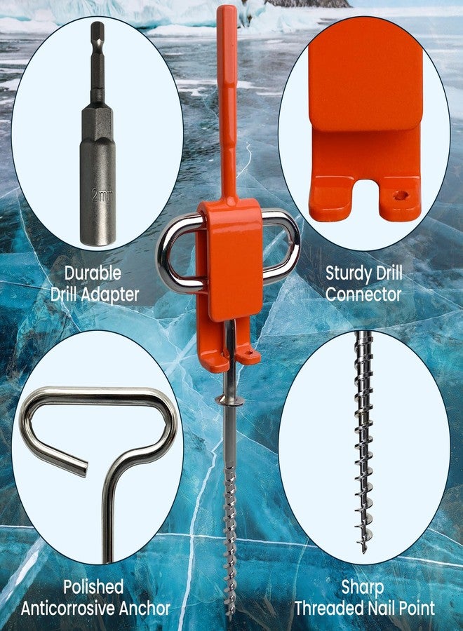 Pristis Ice Anchor Tool Kit, Ice Fishing Tent Stakes Nails with Drill Adapter, Stainless Steel Ice Augers Accessories Set, Threaded Equipment with Protective Bag for Setting Up Camping Shelter Shanty - Image 2