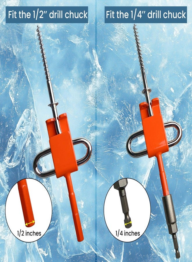 Pristis Ice Anchor Tool Kit, Ice Fishing Tent Stakes Nails with Drill Adapter, Stainless Steel Ice Augers Accessories Set, Threaded Equipment with Protective Bag for Setting Up Camping Shelter Shanty - Image 4