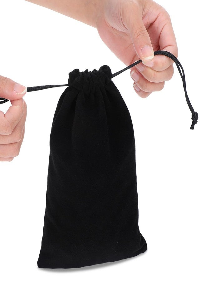 Tobeelec 50 Pcs Velvet Drawstring Bags, 5×7 Inch Black Jewelry Pouches, Soft Velvet Gift Bag, Double Drawstring Cloth Bags for Jewelry Bracelet, Headphone, Bead, Gift, Candy, Gadgets - Image 4