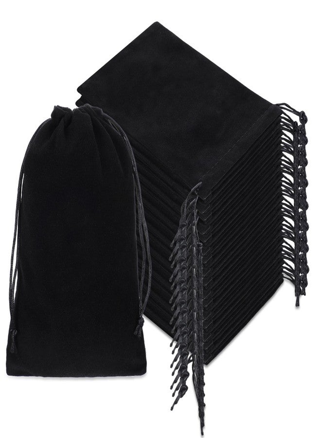 Tobeelec 50 Pcs Velvet Drawstring Bags, 5×7 Inch Black Jewelry Pouches, Soft Velvet Gift Bag, Double Drawstring Cloth Bags for Jewelry Bracelet, Headphone, Bead, Gift, Candy, Gadgets - Image 1