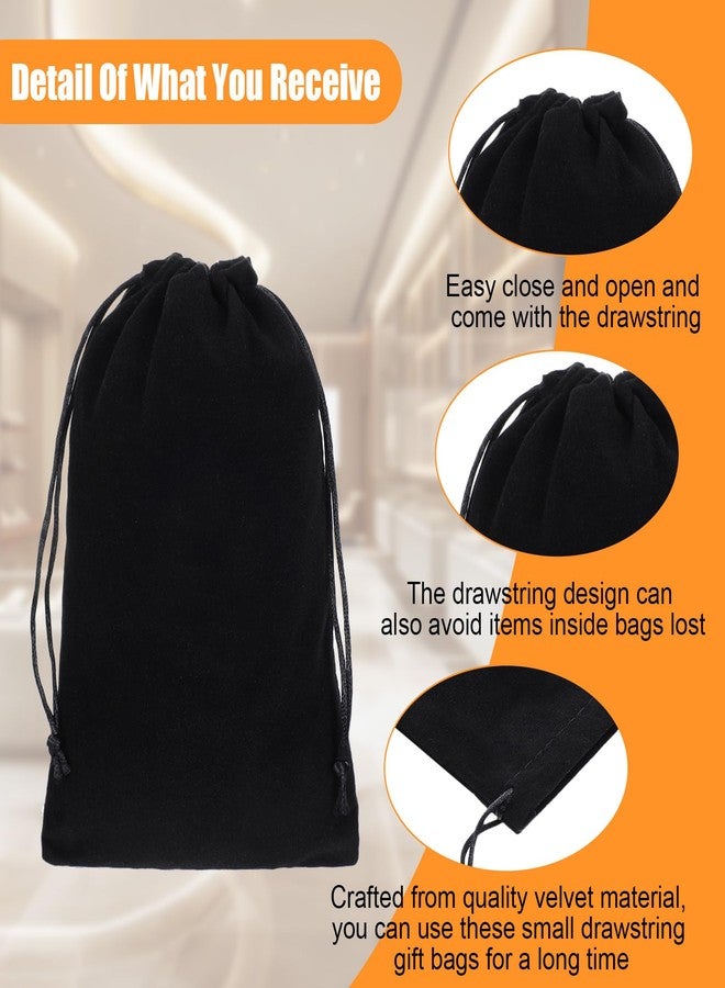 Tobeelec 50 Pcs Velvet Drawstring Bags, 5×7 Inch Black Jewelry Pouches, Soft Velvet Gift Bag, Double Drawstring Cloth Bags for Jewelry Bracelet, Headphone, Bead, Gift, Candy, Gadgets - Image 3