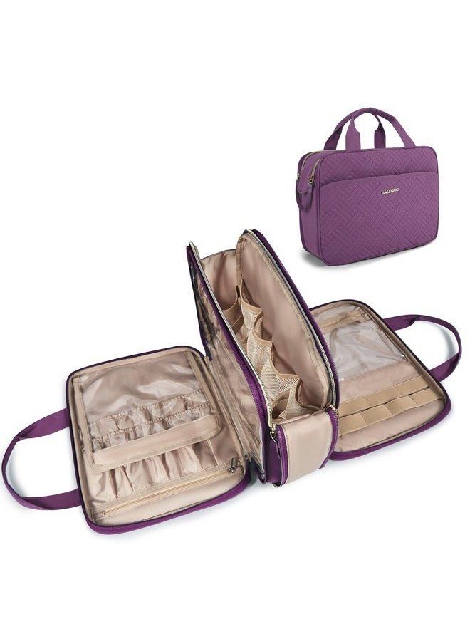 BAGSMART Large Toiletry Bag, Travel Makeup Organizer Water-Resistant Makeup Cosmetic Bag Travel Bag For Accessories, Shampoo, Full Sized Container, Toiletries (Purple, Large)  - Image 1