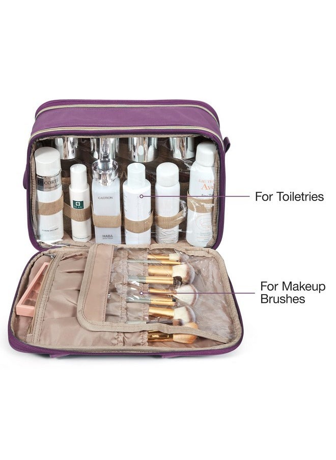 BAGSMART Large Toiletry Bag, Travel Makeup Organizer Water-Resistant Makeup Cosmetic Bag Travel Bag For Accessories, Shampoo, Full Sized Container, Toiletries (Purple, Large)  - Image 4