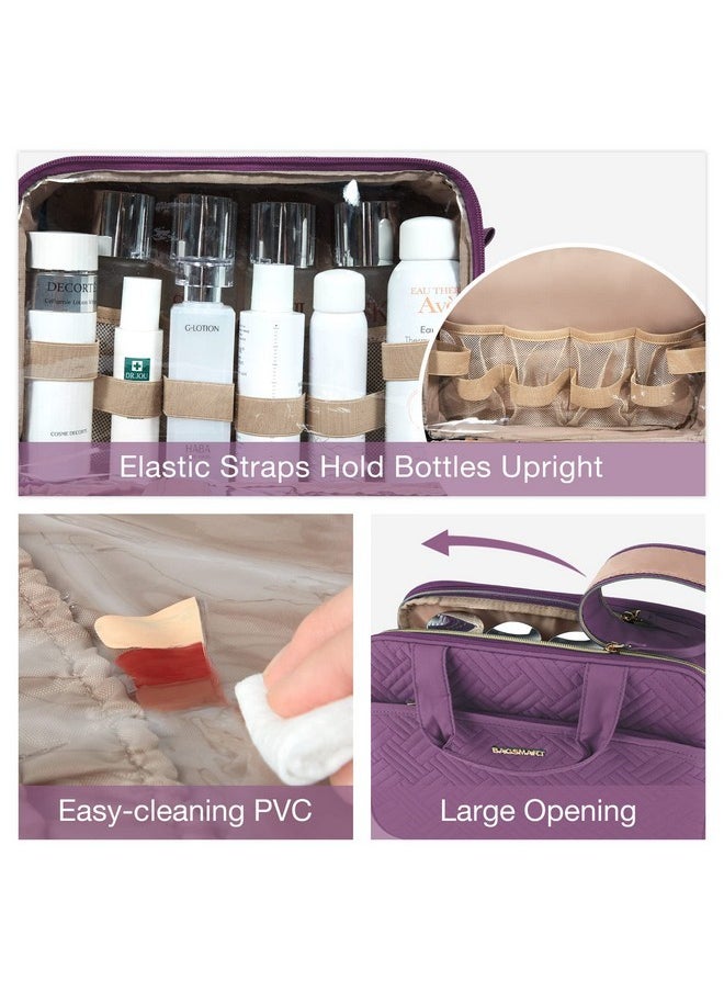 BAGSMART Large Toiletry Bag, Travel Makeup Organizer Water-Resistant Makeup Cosmetic Bag Travel Bag For Accessories, Shampoo, Full Sized Container, Toiletries (Purple, Large)  - Image 5