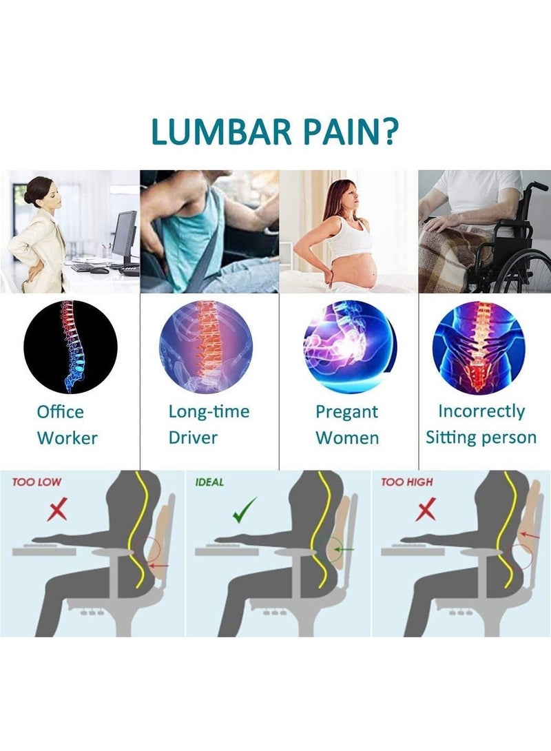 Arabest Office Chair Lumbar Support Pillow, Memory Foam Back Cushion, Breathable 3D Mesh Cover, Ergonomic Design Orthopedic Backrest for Lower Back Pain Relief, Chair and Car Seat Backrest - Image 5