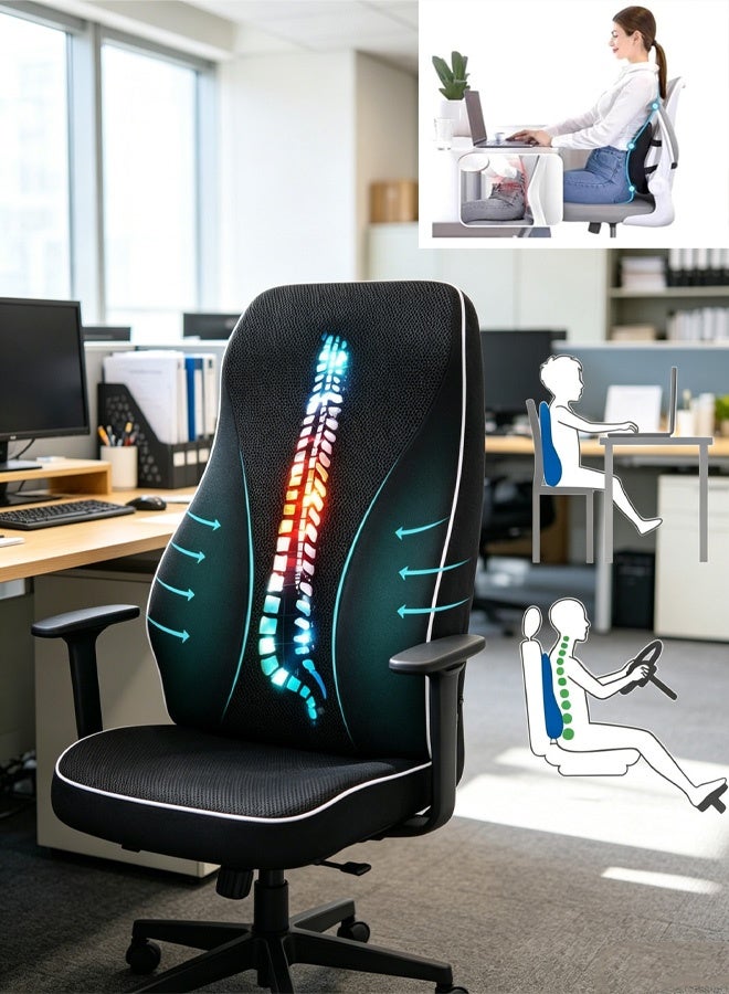 Arabest Office Chair Lumbar Support Pillow, Memory Foam Back Cushion, Breathable 3D Mesh Cover, Ergonomic Design Orthopedic Backrest for Lower Back Pain Relief, Chair and Car Seat Backrest - Image 1