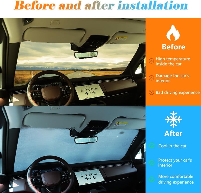 JONKOKO Car Windshield Sunshade Custom Fit for Land Rover Range Rover Sport 2023-2024 Foldable Sun Shield Reflective Polyester Sun Visor Cover Block Heat,UV Rays Sun Visor Protector (Style B) - Image 2