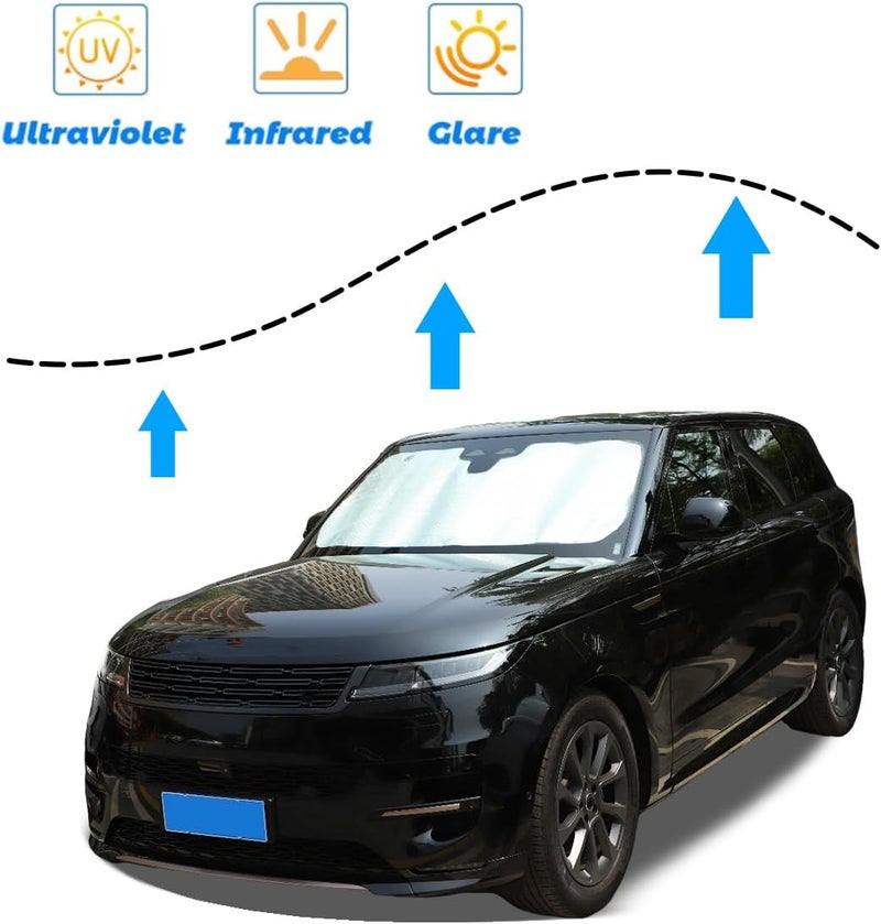 JONKOKO Car Windshield Sunshade Custom Fit for Land Rover Range Rover Sport 2023-2024 Foldable Sun Shield Reflective Polyester Sun Visor Cover Block Heat,UV Rays Sun Visor Protector (Style B) - Image 5