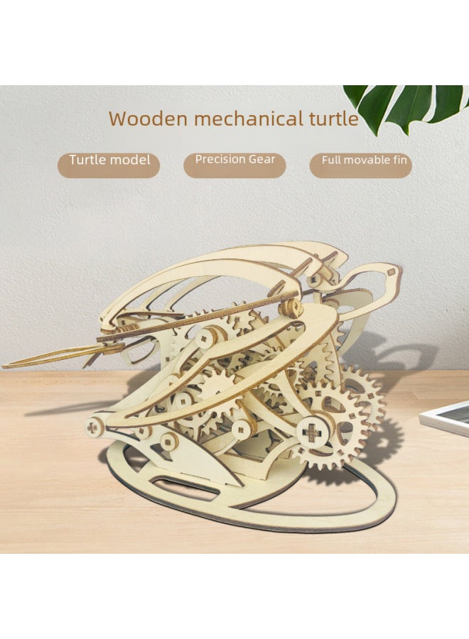 Wooden Mechanical Turtle Model 3D Three-dimensional Puzzle Hand Assembled Toys Creative Crafts Ornaments Holiday Gifts-Color:Customized Puzzle According To Drawings - Image 2