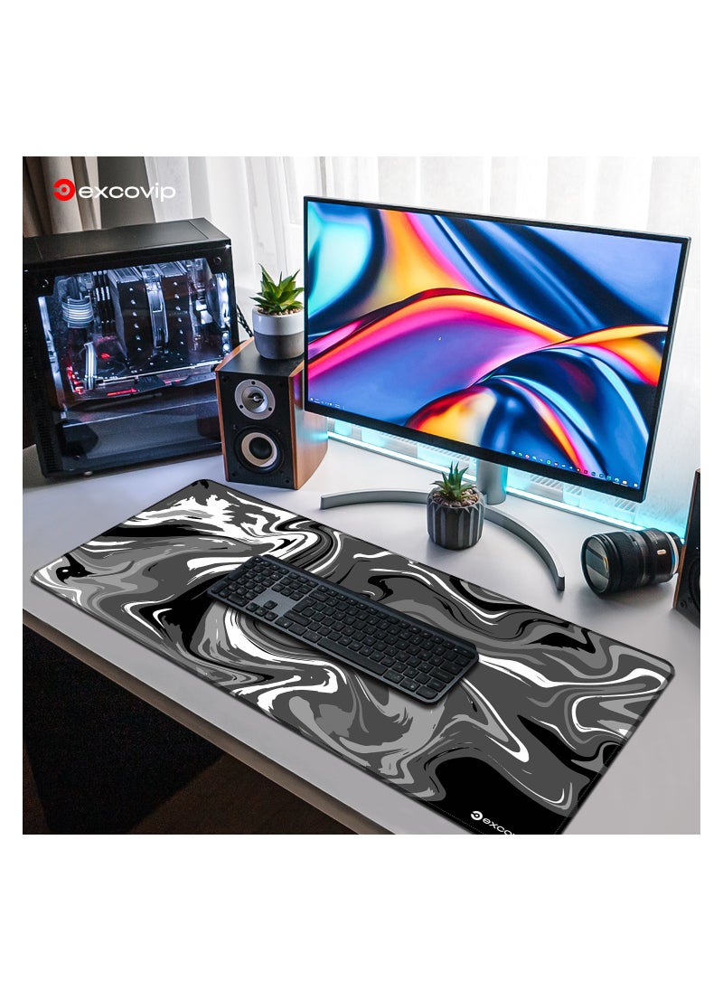 excovip - Extend Large Gaming Mouse Pad XXL,Anti-Skid Mousepad Large Keyboard Mouse Pad Desk Mat with Stitched Edges (900x400mm, Grey&Black) SA0150 - Image 1