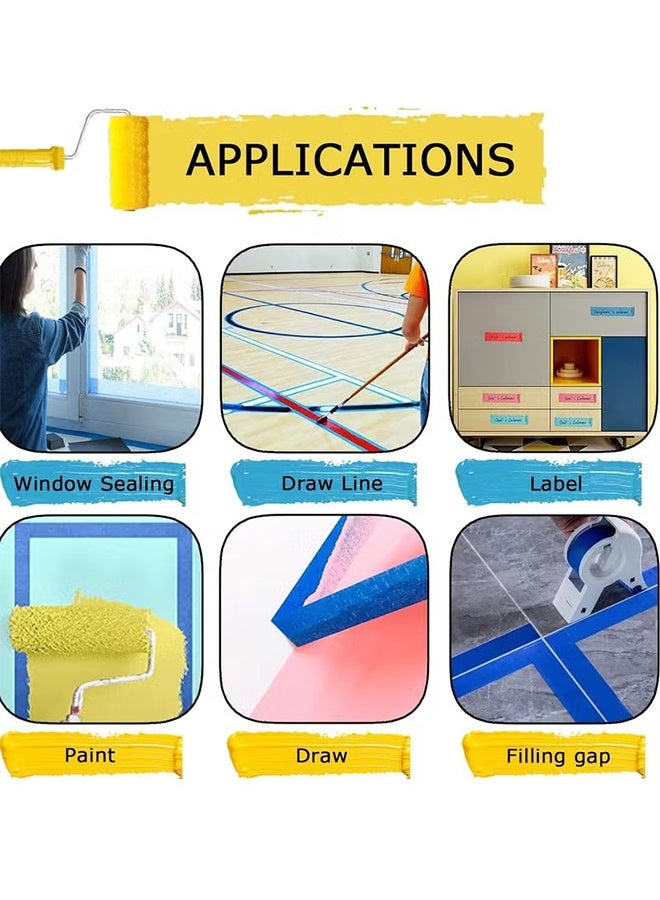 YJ 4 Rolls Premium Painters Tape, Blue Tape, Masking Tape, Paint Tape for Multi-Purpose, Painting, Painter's, DIY Crafts Arts (2.4cmx20m) Decoration Labeling No Residue, Easy Removal - Image 5