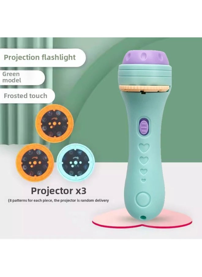 Generic - Projector Slide Children's Luminous Flashlight Early Education Toys Baby Fun Starry Sky Projection Lamp Children Attract-Color:[pink] Flashlight + 12 Projectors [96 Patterns] - Image 1