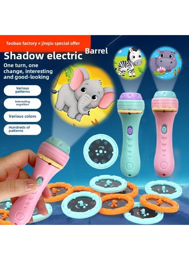 Generic - Projector Slide Children's Luminous Flashlight Early Education Toys Baby Fun Starry Sky Projection Lamp Children Attract-Color:[pink] Flashlight + 12 Projectors [96 Patterns] - Image 1