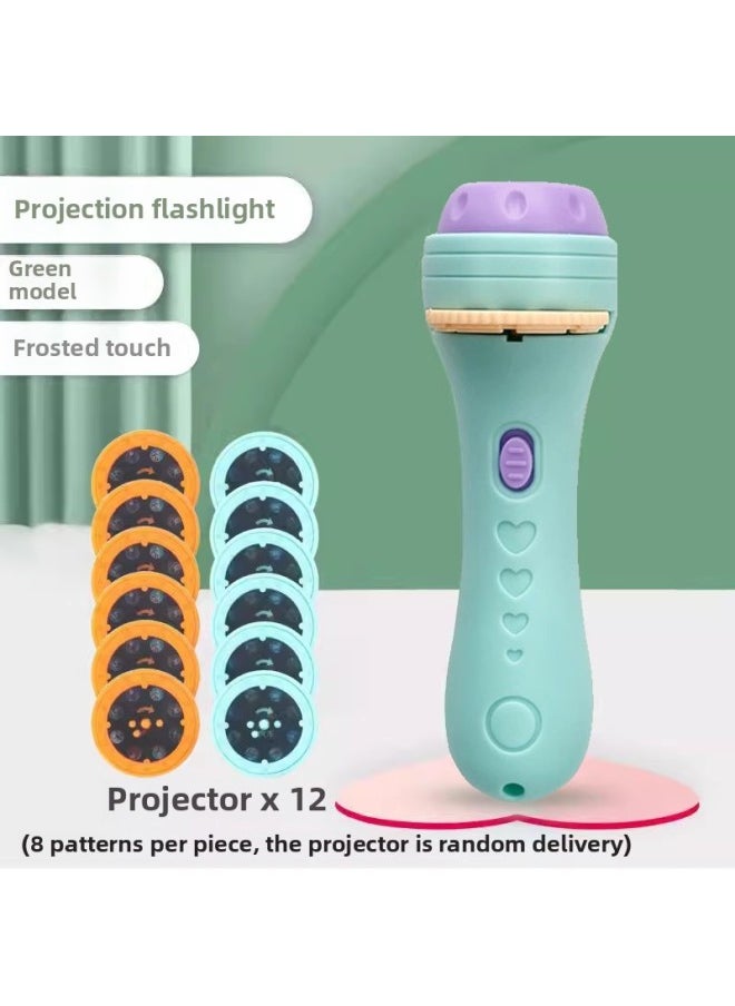 Generic - Projector Slide Children's Luminous Flashlight Early Education Toys Baby Fun Starry Sky Projection Lamp Children Attract-Color:[pink] Flashlight + 12 Projectors [96 Patterns] - Image 1