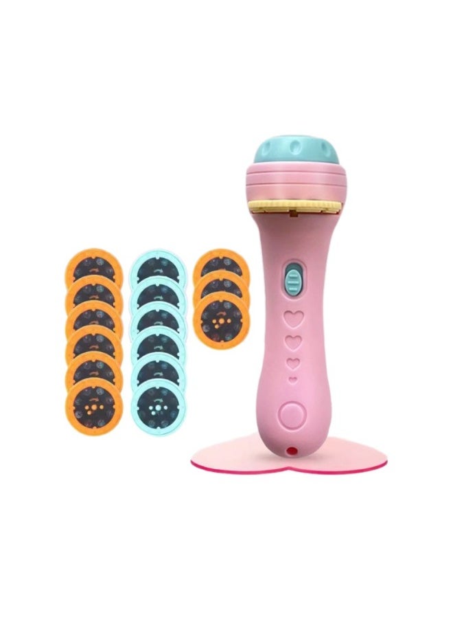 Generic - Projector Slide Children's Luminous Flashlight Early Education Toys Baby Fun Starry Sky Projection Lamp Children Attract-Color:[pink] Flashlight + 12 Projectors [96 Patterns] - Image 1