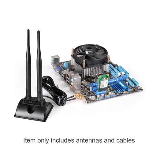 Eightwood 2.4GHz 5GHz Dual Band RP-SMA Male WiFi Antenna + RP-SMA Female Cable 9.8 inch 2-Pack for M.2 NGFF Network Card PC Desktop Computer - Image 2