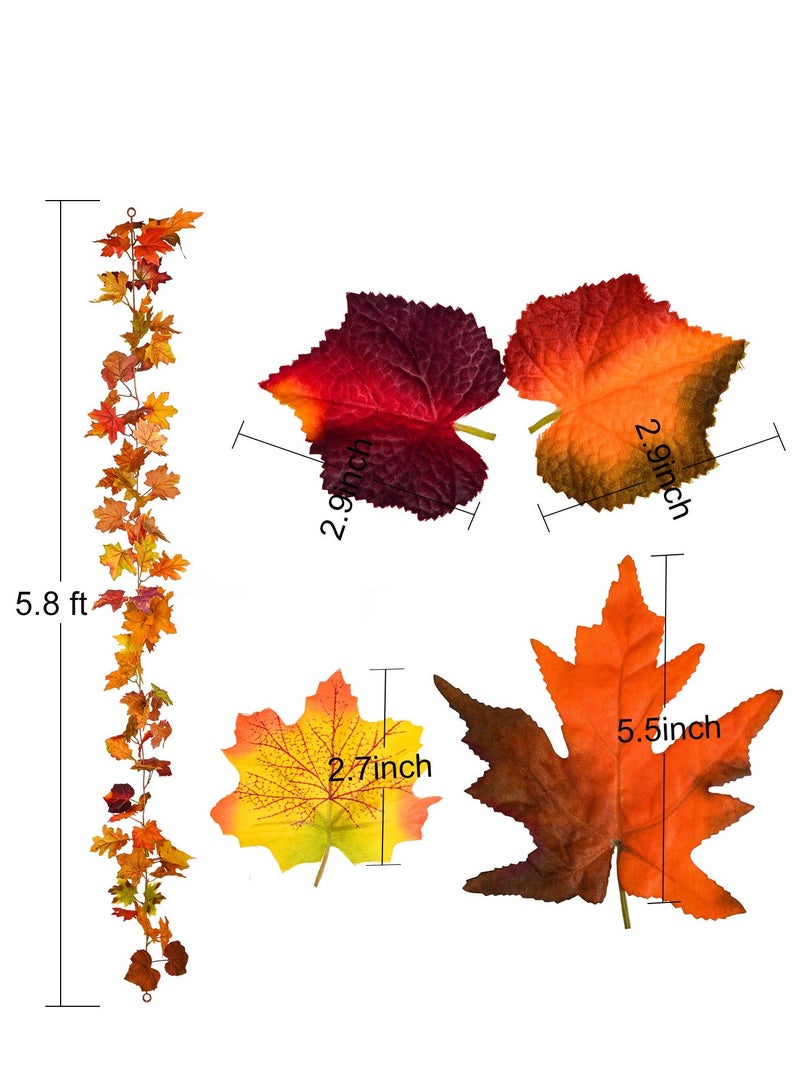 دايتويز إكليل القيقب الخريفي - 5.9 قدم/قطعة إكليل أوراق الخريف الصناعية الملونة لديكور الخريف للمنزل وحفلات الزفاف - Image 3