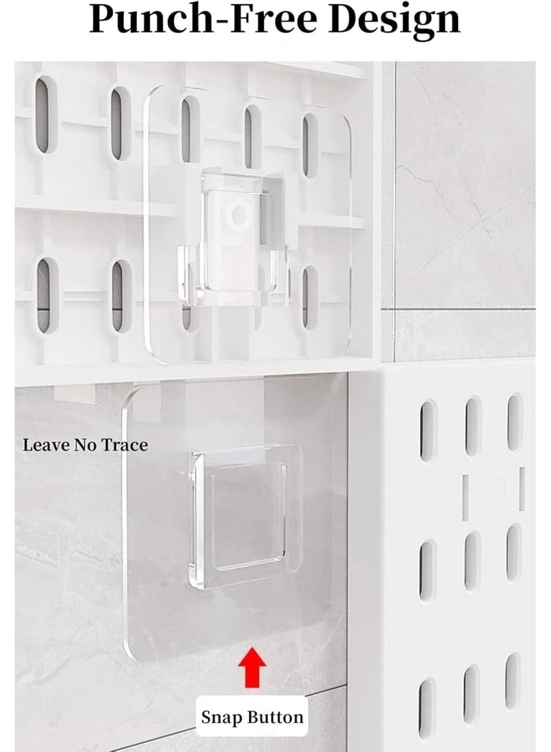 Y&D Pegboard Combination Kit Wall Mounted Storage Set with 4 Pegboards & 18 Accessories Modular Hanging Peg Boards Organizer for Walls Display Kitchen Organizer White 60×60cm  - Image 5