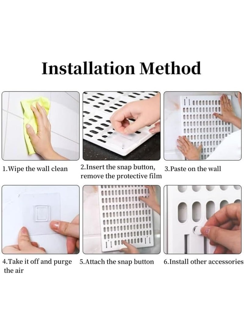 Y&D Pegboard Combination Kit Wall Mounted Storage Set with 4 Pegboards & 18 Accessories Modular Hanging Peg Boards Organizer for Walls Display Kitchen Organizer White 60×60cm  - Image 4