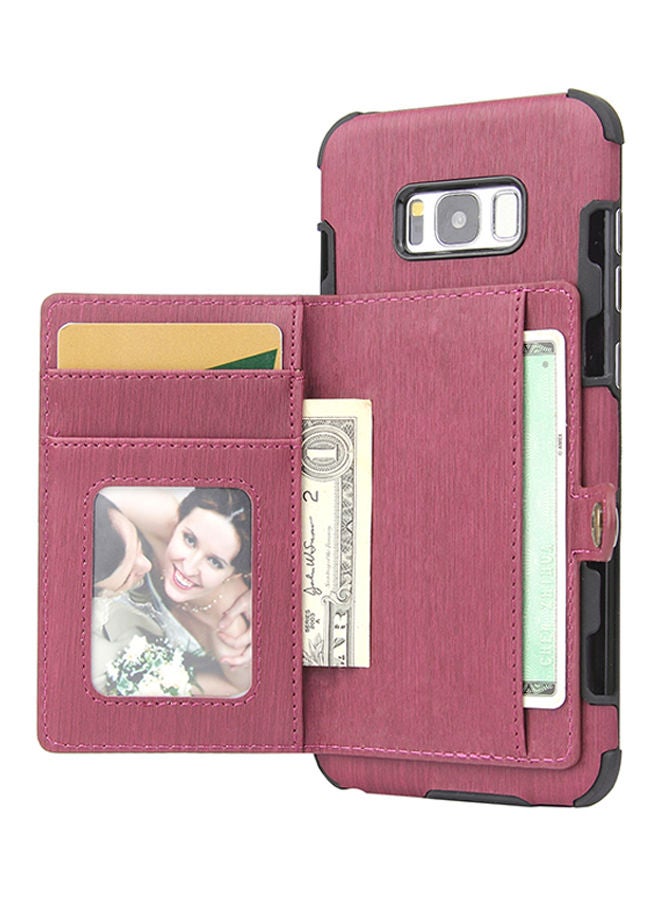 NIBEMINENT Protective Wallet Case Cover For Samsung Galaxy S8 Plus Wine Red - Image 1