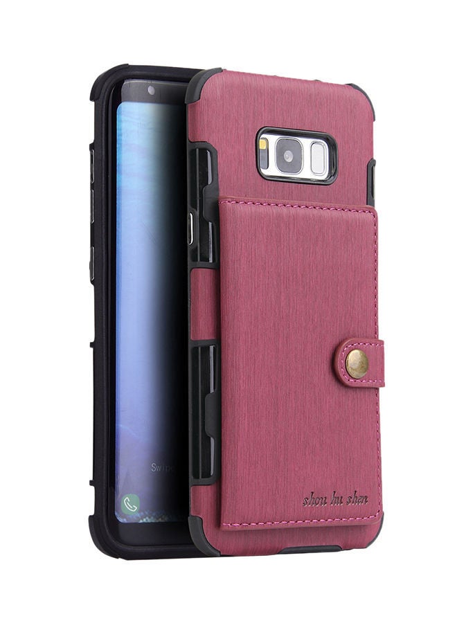 NIBEMINENT Protective Wallet Case Cover For Samsung Galaxy S8 Plus Wine Red - Image 2