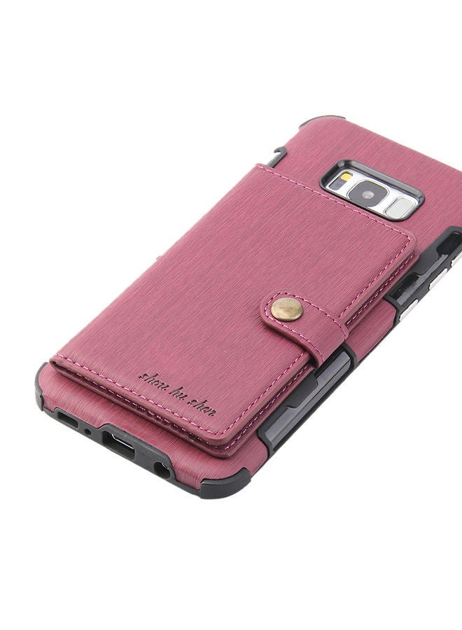 NIBEMINENT Protective Wallet Case Cover For Samsung Galaxy S8 Plus Wine Red - Image 4