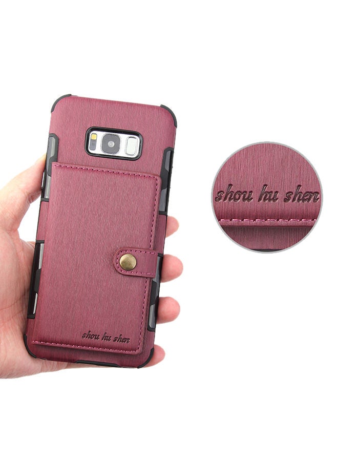 NIBEMINENT Protective Wallet Case Cover For Samsung Galaxy S8 Plus Wine Red - Image 5