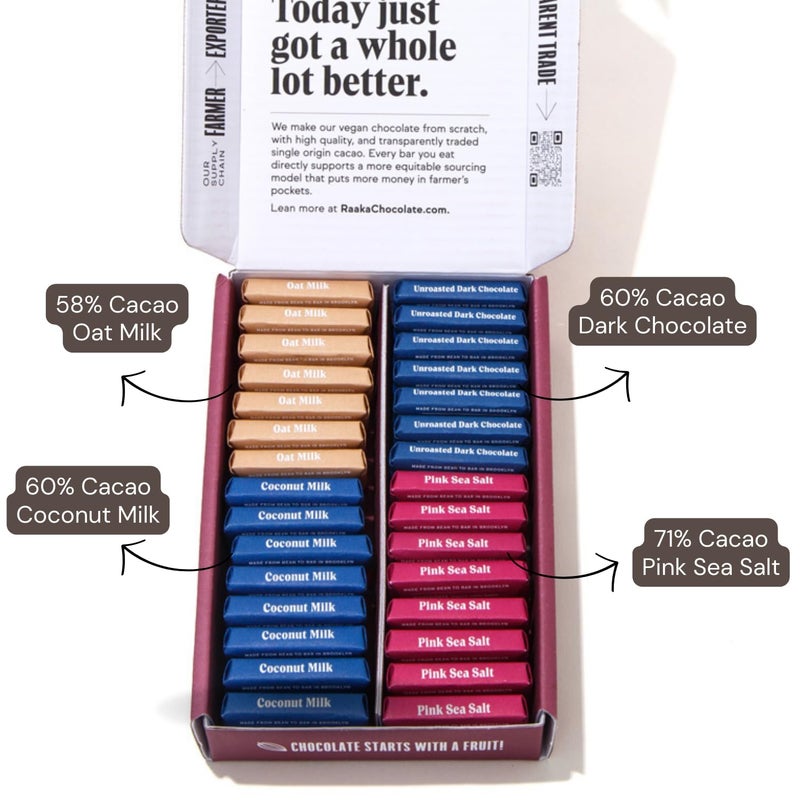 Raaka Dark Chocolate Gift Box | Mini Dark Chocolate Variety Pack | Organic, Vegan, Gluten Free | Box of 30 Individually Wrapped Chocolates - Image 4