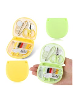 Excefore 2 Pack Mini Travel Sewing Kit, Portable Sewing Kit with Foldable Case for Daily Home Use Travel Beginner Friendly Emergency Sewing Repair Kit DIY Sewing Supplies (Yellow, Green)  - Image 1