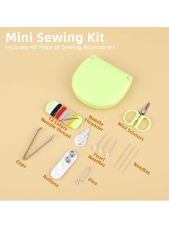 Excefore 2 Pack Mini Travel Sewing Kit, Portable Sewing Kit with Foldable Case for Daily Home Use Travel Beginner Friendly Emergency Sewing Repair Kit DIY Sewing Supplies (Yellow, Green)  - Image 2