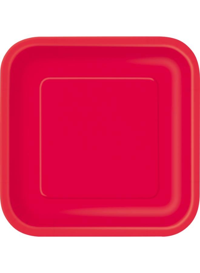 Unique Ruby Red Square Plate 7" - Image 1
