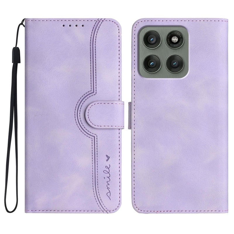 erorex For Motorola Edge 60 Pro  Pattern  Feel Leather Phone Case(Purple) - Image 1
