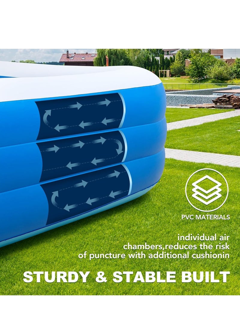 TMOHRA Inflatable Swimming Pool for Kids and Adults, (210 * 140 * 60cm) Thickened Blow Up Family Swimming Kiddie Pool for Garden, Backyard, Family Summer Water Party - Image 4