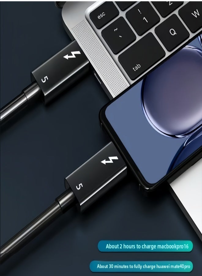 الصفحة الرئيسية كابل Thunderbolt 5 (1.5 م) من USB-C إلى USB-C - شحن سريع بقدرة 3.1 240 واط، يدعم عرض 16K/8K/4K، عرض نطاق ترددي 120 جيجابت في الثانية/80 جيجابت في الثانية | متوافق مع Thunderbolt 4/3، USB 4.0/3.2/3.2.1/2.0 | مناسب لسلسلة iPhone 17/16، وMacBook Air، وأجهزة الكمبيوتر المحمولة، والشاشات، وبطاقات الرسومات الخارجية - Image 4