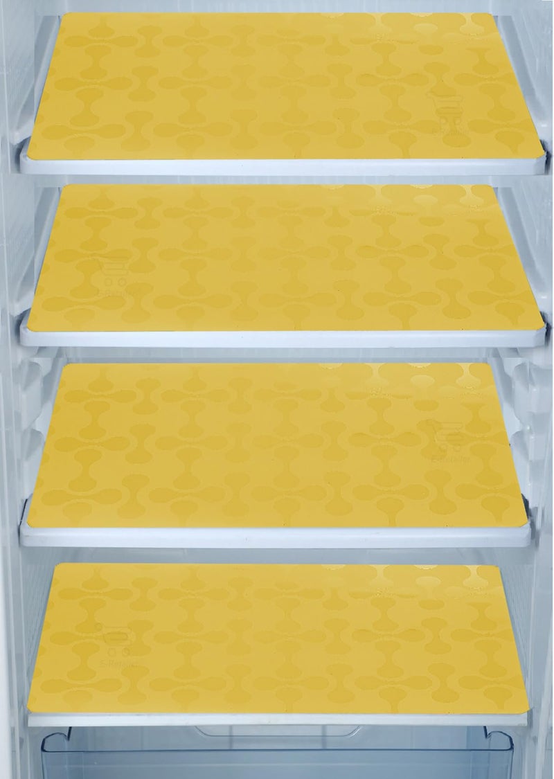 E-Retailer® Waterproof PVC Refrigerator Drawer Mat/Multipurpose Mat/Fridge Mats Set of 4 Pcs (Color-Yellow, Size-17.5X11.5 Inches) - Image 1