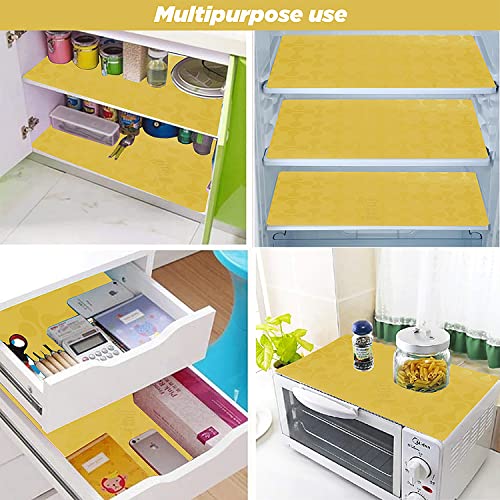 E-Retailer® Waterproof PVC Refrigerator Drawer Mat/Multipurpose Mat/Fridge Mats Set of 4 Pcs (Color-Yellow, Size-17.5X11.5 Inches) - Image 2