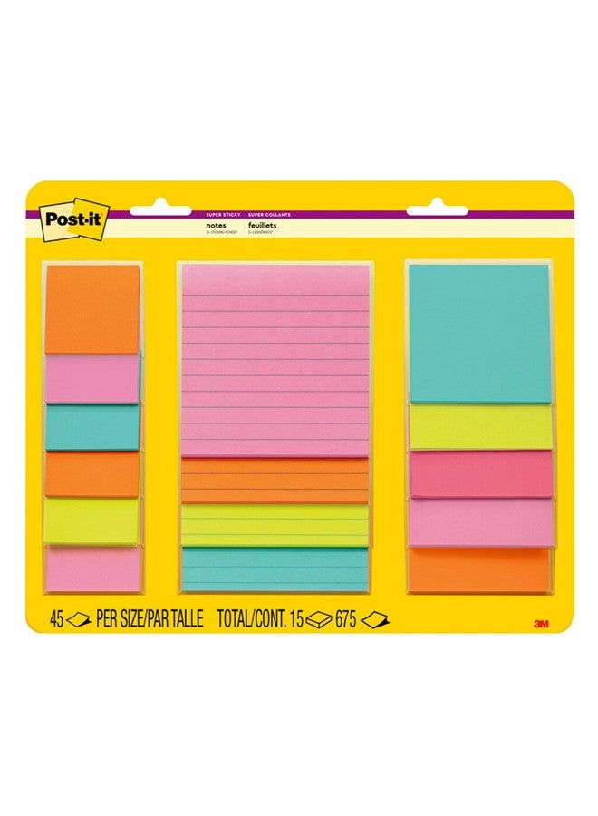 بوست-إت ملاحظات لاصقة فائقة الجودة من Post-it، بأحجام متنوعة، 15 ورقة، قوة لصق مضاعفة، مجموعة Supernova Neons، ألوان نيون (برتقالي، وردي، أزرق، أخضر)، قابلة لإعادة التدوير (4423-15SSMIA) - Image 1